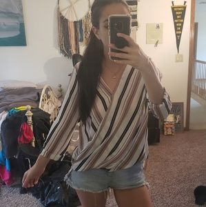 Wrap striped top